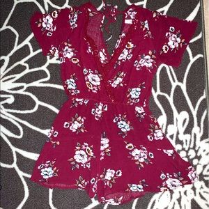 Burgundy Floral Romper